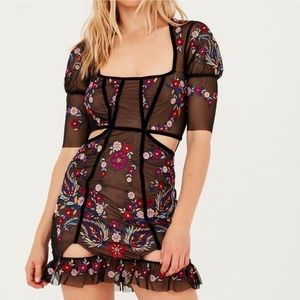 For Love And Lemons Black Floral Mini Dress